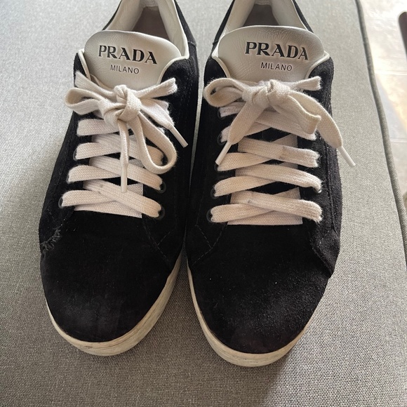 PRADA BLACK SUEDE SNEAKERS - Picture 1 of 2